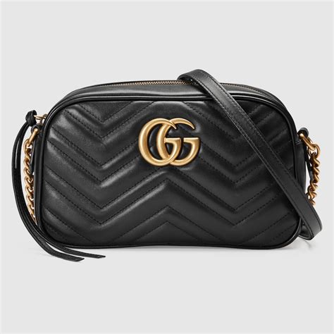 borsa nera gucci pelle doppia g shopping|Borsa GG Marmont Mini in pelle matelassé in Nero .